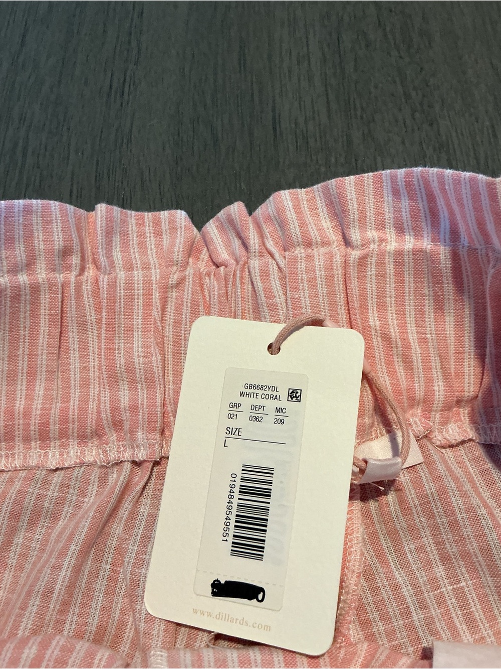 NWT GB Pink Striped Linen Blend Paperbag Shorts Size L - Picture 5 of 10